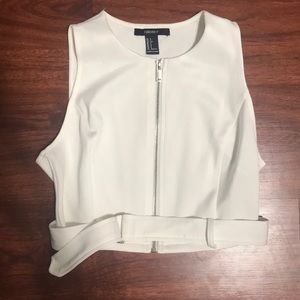 White Zip Up Crop Top